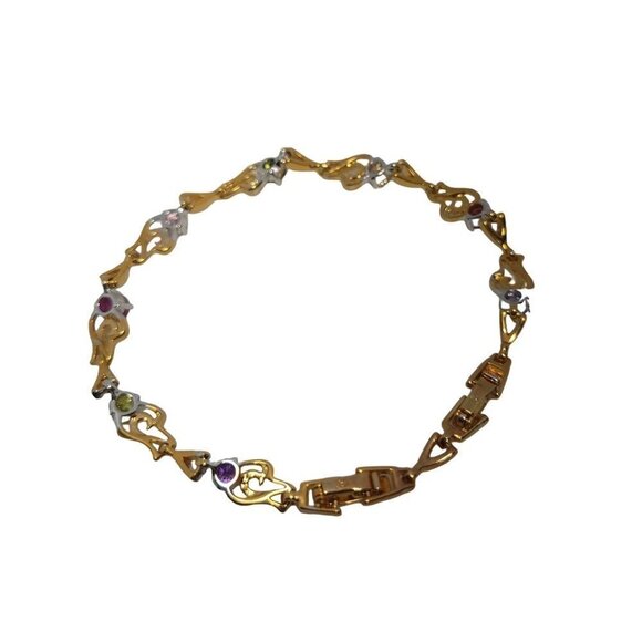 Feminine sparkling bracelet features multi links and rhinestones - Picture 3 of 3